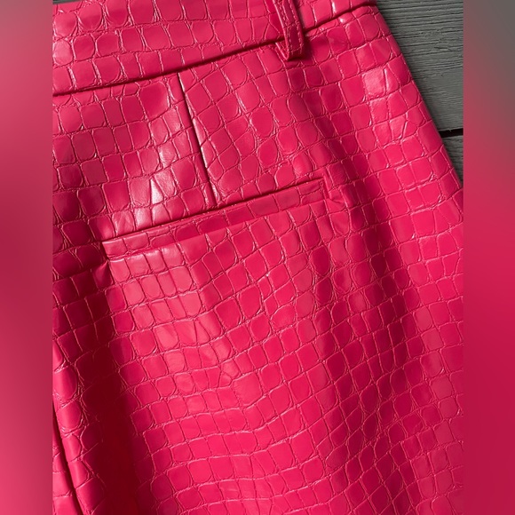 NWT 2pc 7 For All Mankind Pink Croc Leather Corset Crop Top Shorts Set Sz Small - Picture 14 of 16